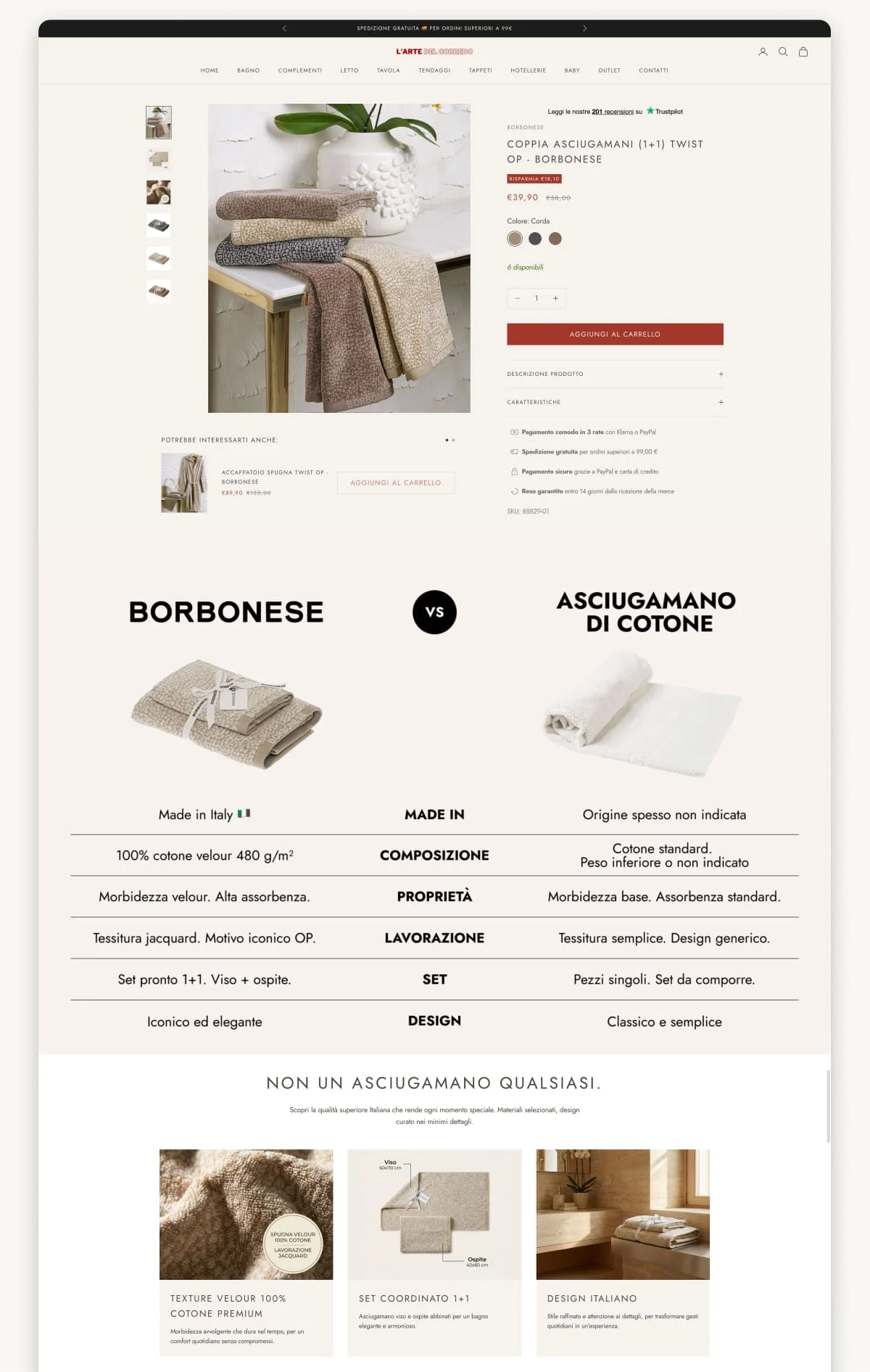 Product page turned into a mini landing page