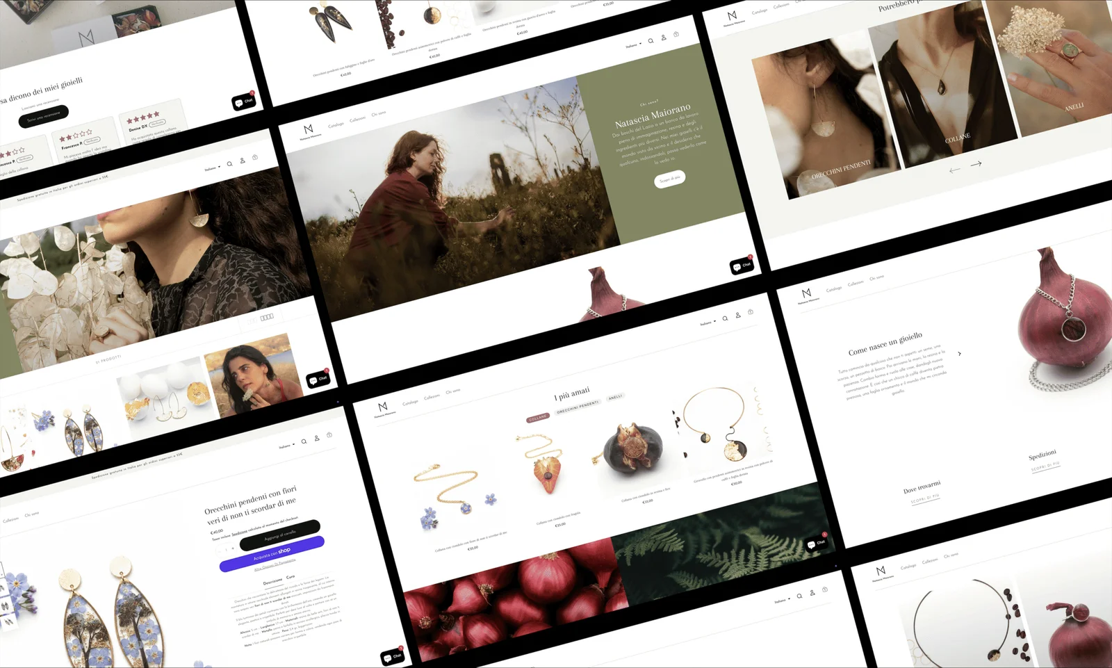 Pages of the new Natascia Maiorano eCommerce store